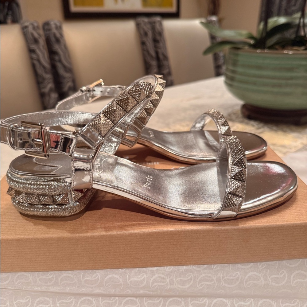 Christian Louboutin Silver Embellished Sandals
